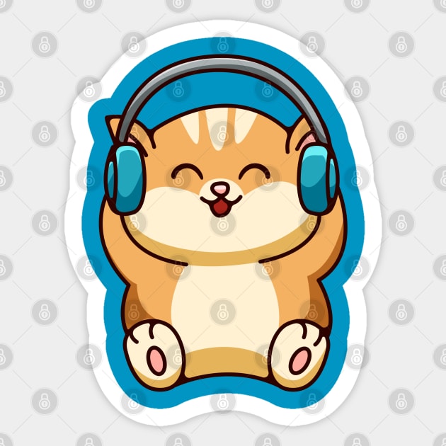 Music And Cat Sticker by Wifspin